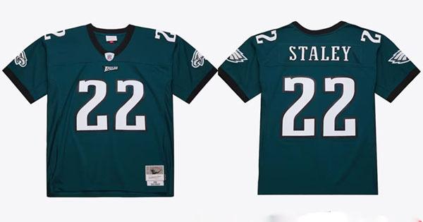 Men's Philadelphia Eagles #22 Duce Staley 2002 Green Stitched Jersey