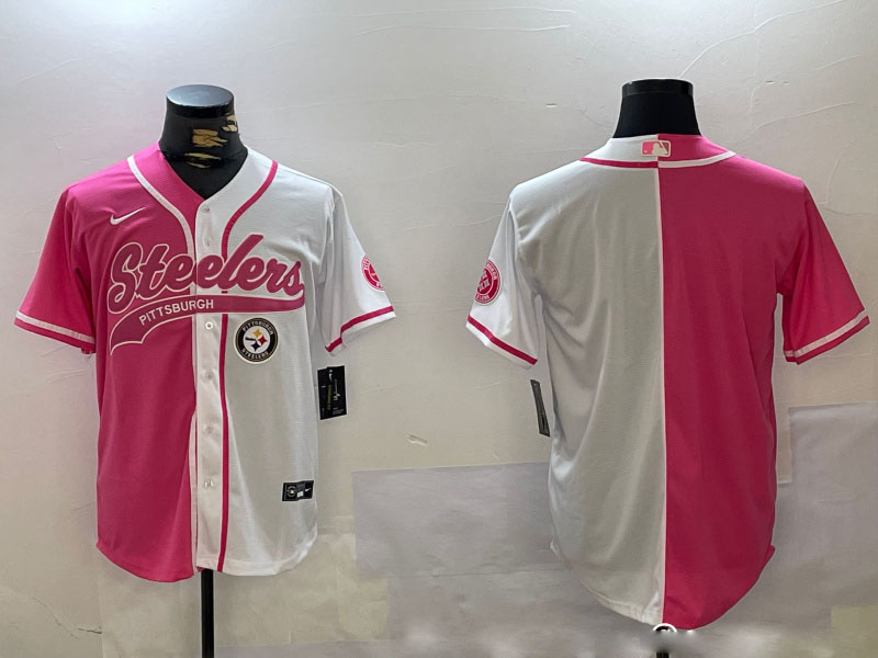 Men's Pittsburgh Steelers Blank 2024 Arctic Red White Salute To Service Stitched Baseball Jersey 2