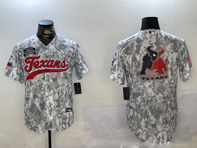 Men's Houston Texans Blank Camo With Patch Cool Base Stitched Baseball Jersey 2