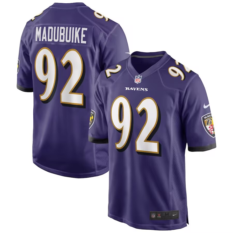 Baltimore Ravens #92 Nnamdi Madubuike Purple Vapor Limited  jersey