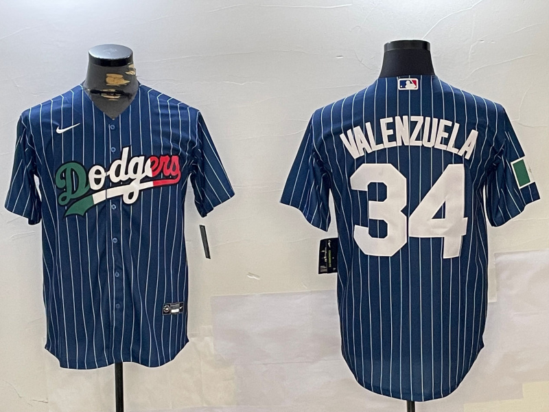 Los Angeles Dodgers #34 Fernando Valenzuela blue  Authentic Collection Stitched MLB Jersey 1