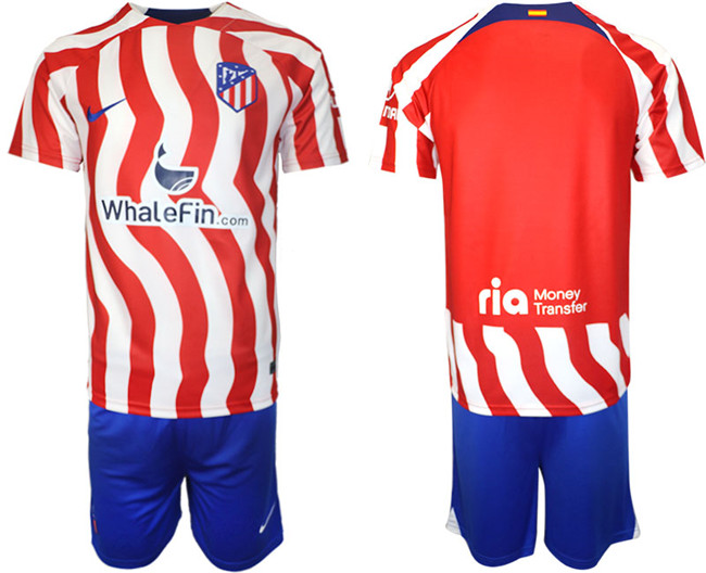 Men's Atlético De Madrid Custom 2023 24 Red Home Soccer Jersey Suit 001