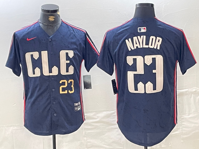 Men's Cleveland Guardians #23 Bo Naylor Navy 2024 City Connect Limited Stitched jerseys 2