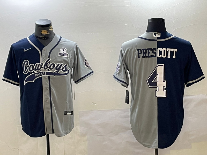Men's Dallas Cowboys #4 grey Team  With Patch Cool Base Stitched Baseball Jersey 1