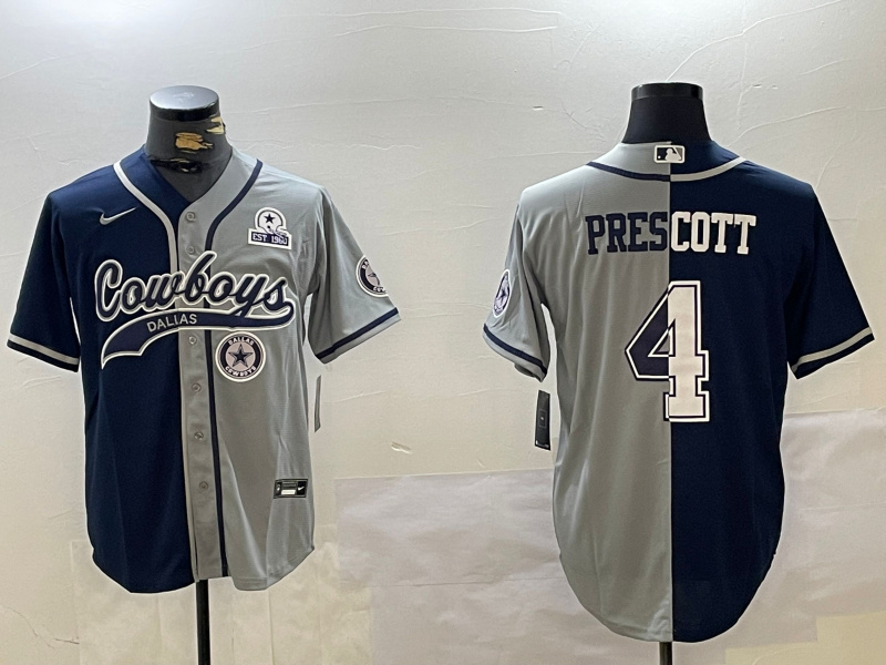 Men's Dallas Cowboys #4 grey Team  With Patch Cool Base Stitched Baseball Jersey