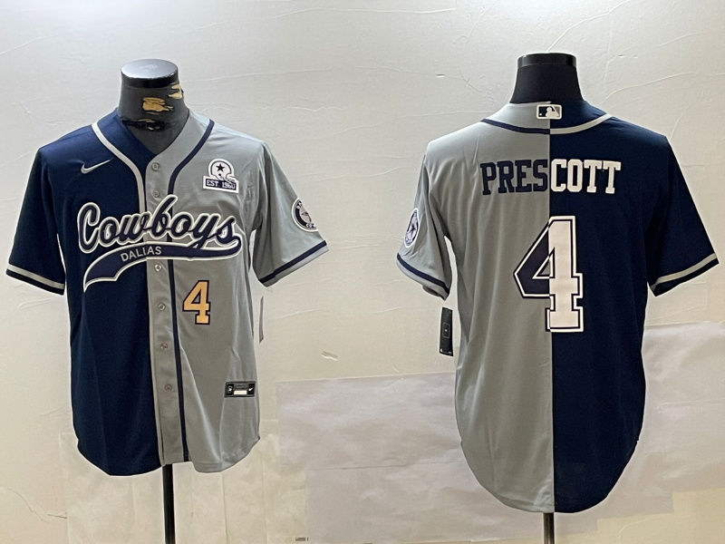 Men's Dallas Cowboys #4 grey Team  With Patch Cool Base Stitched Baseball Jersey 17