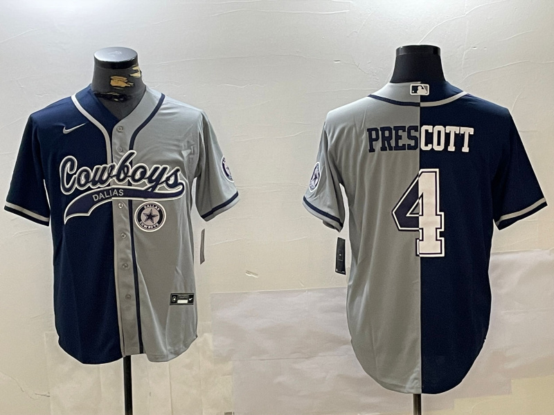 Men's Dallas Cowboys #4 grey Team  With Patch Cool Base Stitched Baseball Jersey 3