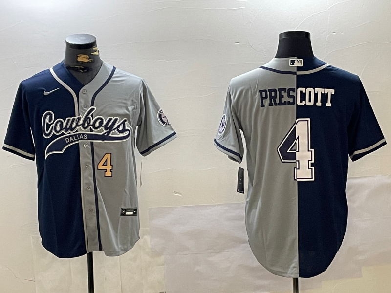 Men's Dallas Cowboys #4 grey Team  With Patch Cool Base Stitched Baseball Jersey 6