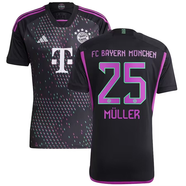 Men's FC Bayern München #25 FC Bayern Müller Black 2023 24 Away Soccer Jersey