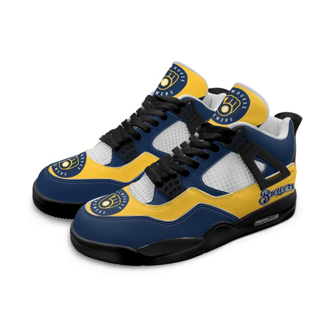 Men's Milwaukee Brewers Running Weapon Air Jordan 4 Shoes 001