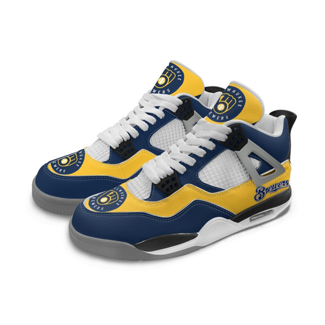 Men's Milwaukee Brewers Running Weapon Air Jordan 4 Shoes 002