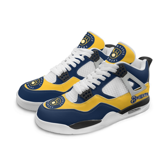 Men's Milwaukee Brewers Running Weapon Air Jordan 4 Shoes 003
