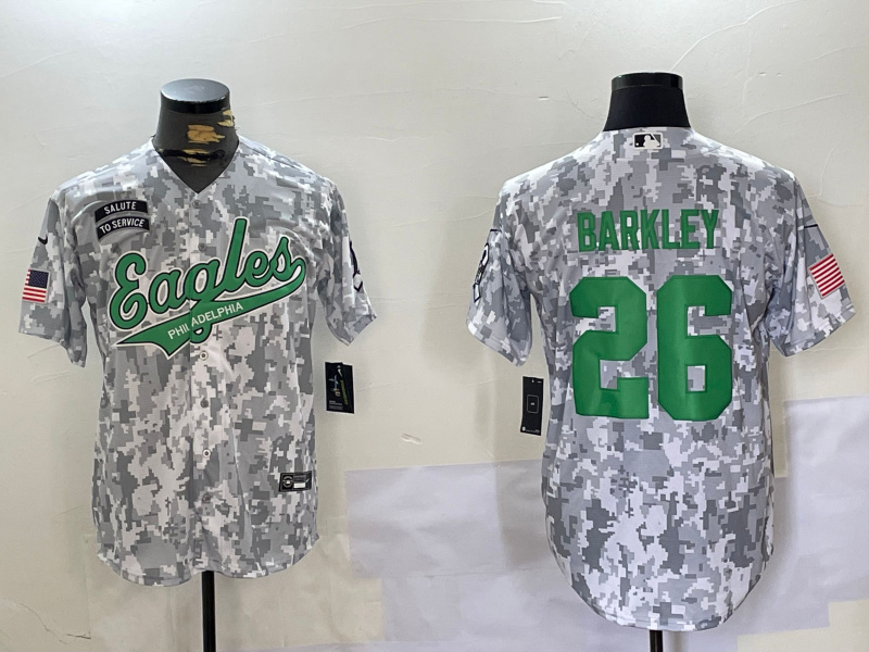 Men's Philadelphia Eagles #26 Saquon Barkley Camo Salute To Service Limited Stitched Jersey