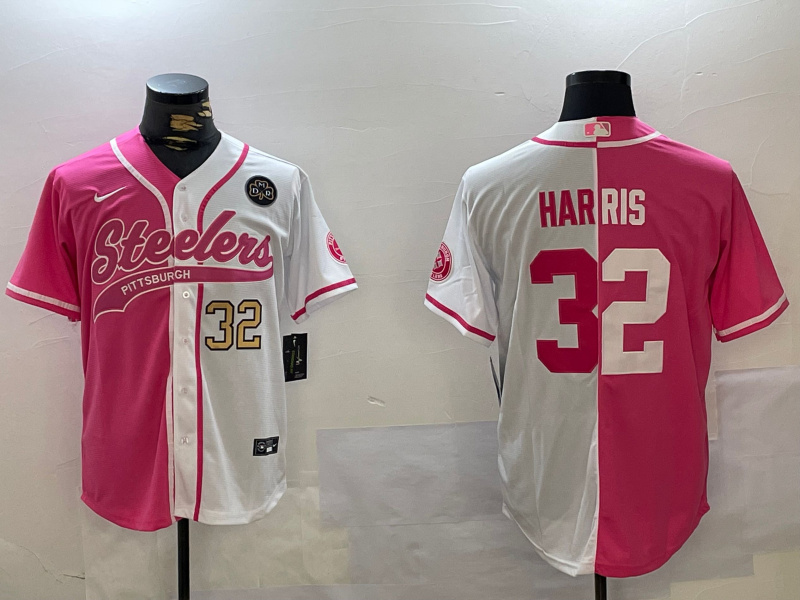 Men's Pittsburgh Steelers #32  Franco Harris 2024 Arctic Red White Salute To Service Stitched Baseball Jersey 7