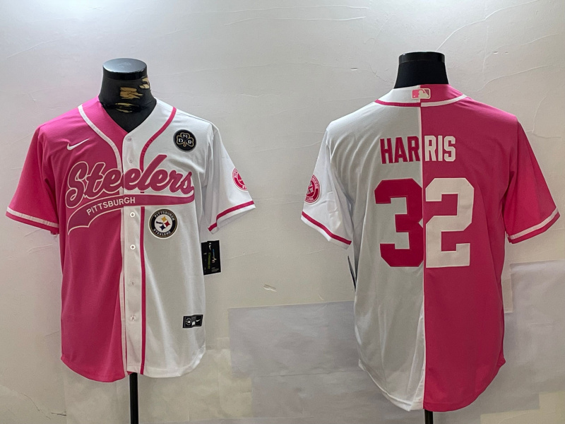 Men's Pittsburgh Steelers #32  Franco Harris 2024 Arctic Red White Salute To Service Stitched Baseball Jersey 8