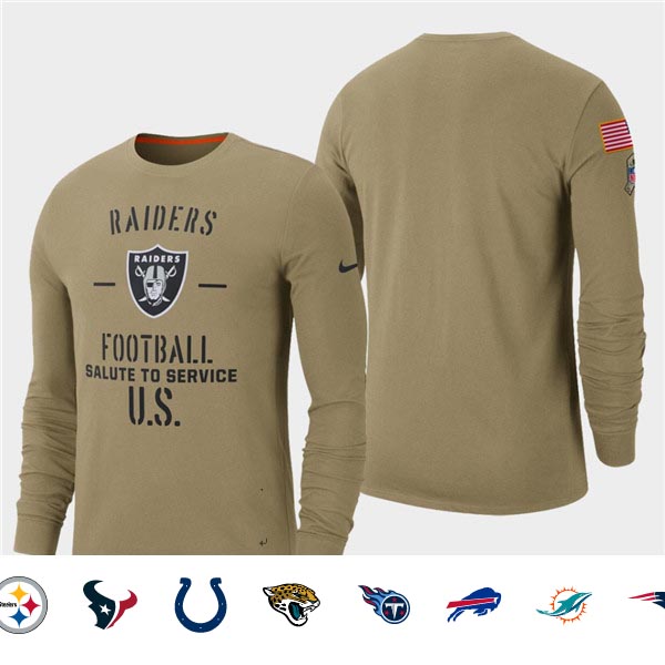 Men's Raiders Tan 2019 Salute to Service Sideline Long Sleeve T-Shirt