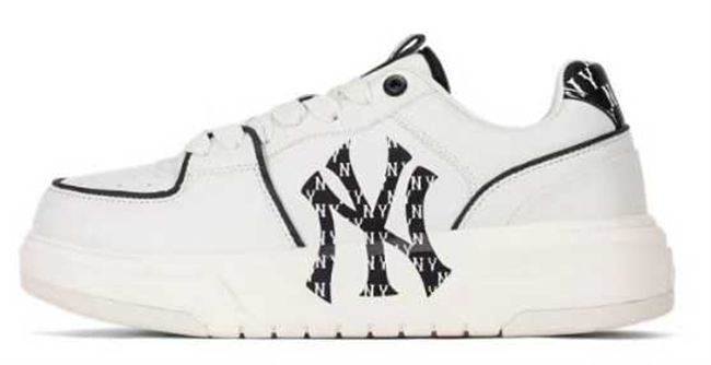 Women New York Yankees Chunky Liner Baseball Shoes Sneakers White 007