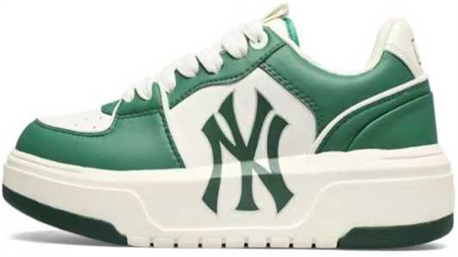 Women New York Yankees Chunky Liner Baseball Shoes Sneakers White Green 011