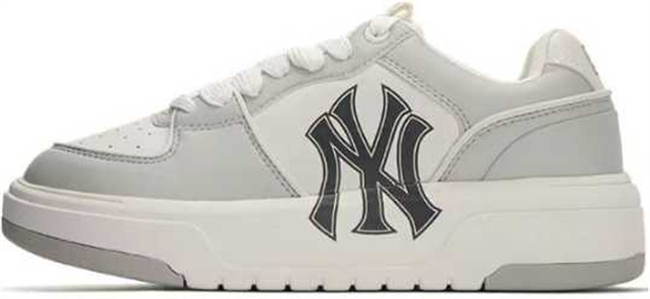 Women New York Yankees Chunky Liner Baseball Shoes Sneakers White Grey 004