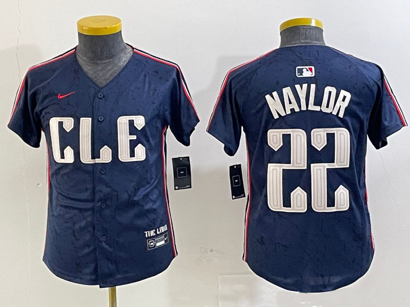 Youth Cleveland Guardians #22 Josh Naylor Navy 2024 City Connect Limited Stitched jerseys 5