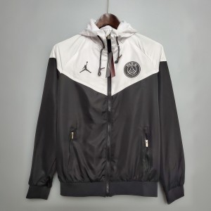 classic style Windbreaker Jacket PSG Paris Saint Germain Black and White S-XXL