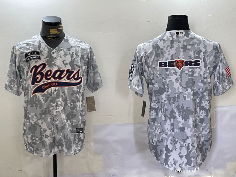 Men's Chicago Bears Camo With Patch Cool Base Stitched Baseball Jersey 2