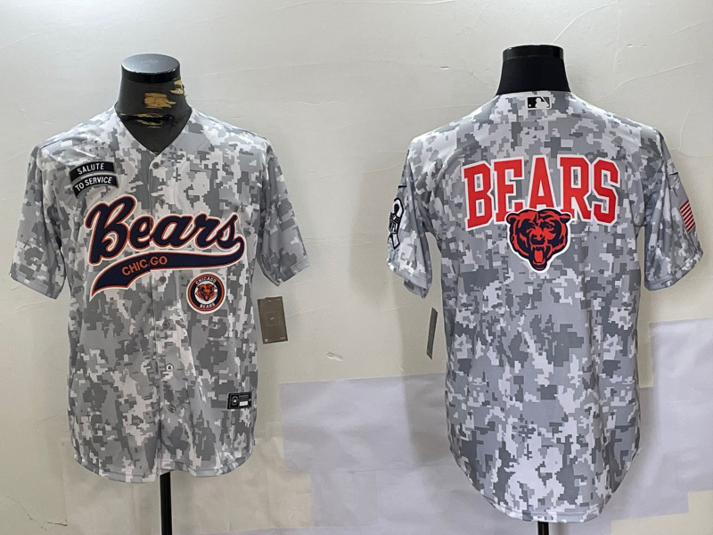 Men's Chicago Bears Camo With Patch Cool Base Stitched Baseball Jersey 3