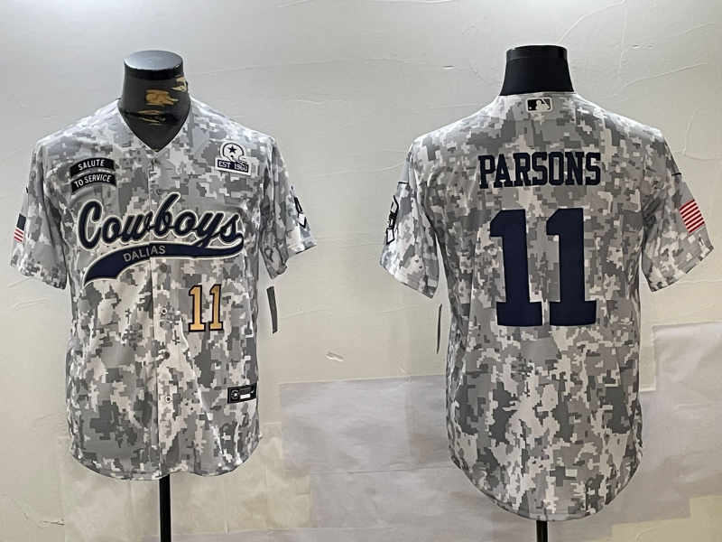 Men's Dallas Cowboys #11 Micah Parsons 2024 Arctic Camo Salute To Service Stitched Baseball Jersey 6