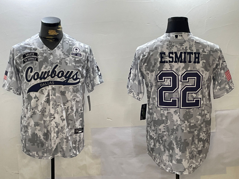 Men's Dallas Cowboys #22 Emmitt Smith 2024 Arctic Camo Salute To Service Stitched Baseball Jersey 5