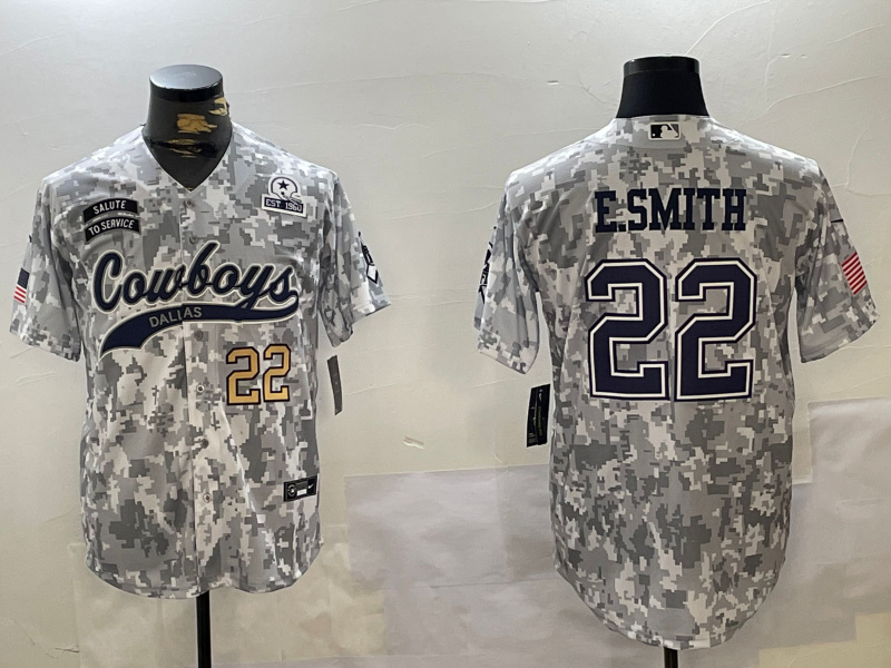 Men's Dallas Cowboys #22 Emmitt Smith 2024 Arctic Camo Salute To Service Stitched Baseball Jersey 6