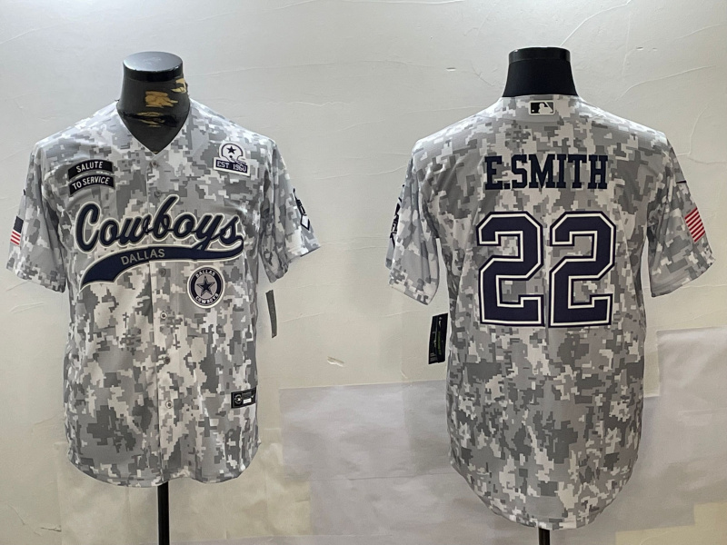 Men's Dallas Cowboys #22 Emmitt Smith 2024 Arctic Camo Salute To Service Stitched Baseball Jersey 8