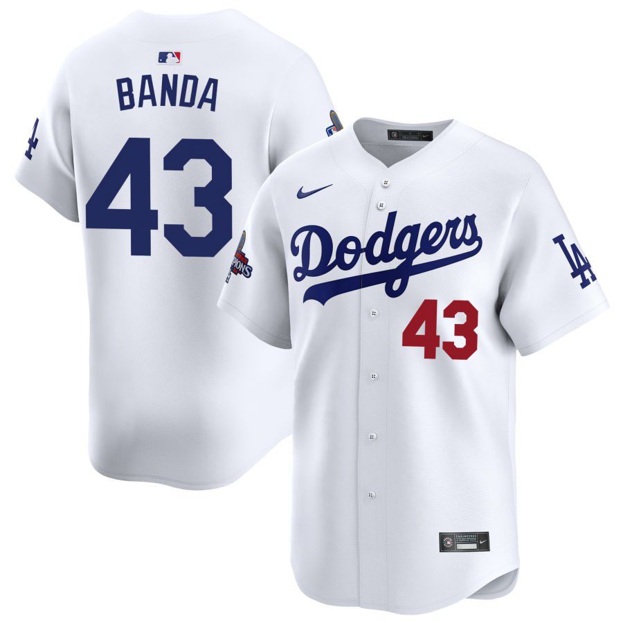 Men's Los Angeles Dodgers #43 Anthony banda White 2024 World Series Stitched Baseball Jersey